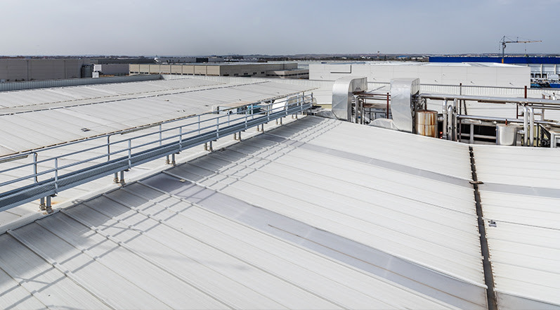 A Commercial Roof With Reflective Coating