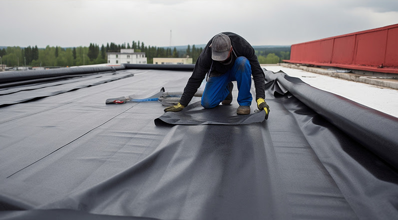 A Roofing Contractor Installing a Roof