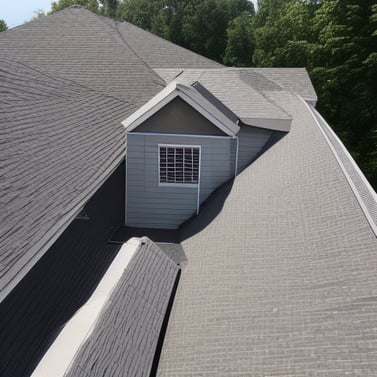 Architectural roof shingles from drone view