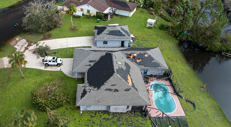 Buildings With Damaged Roofs-1