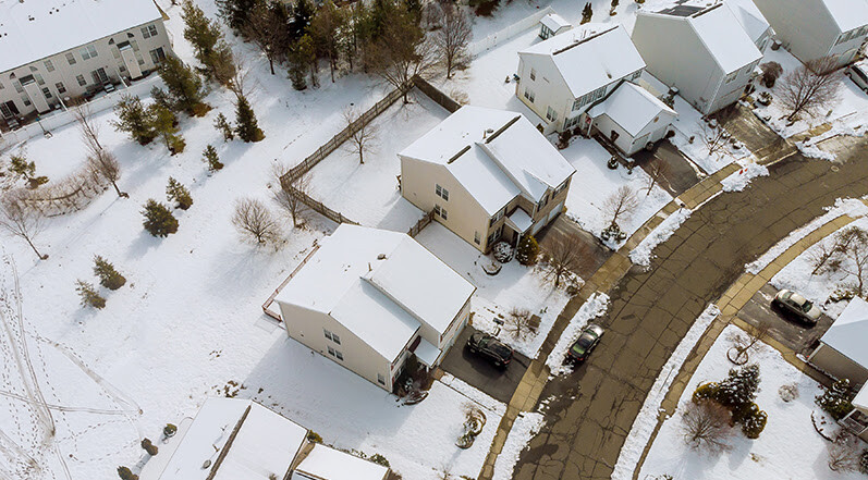 Homes Covered in Snow