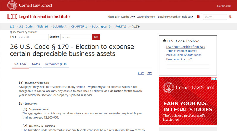 Section 179 Provides an Immediate Option